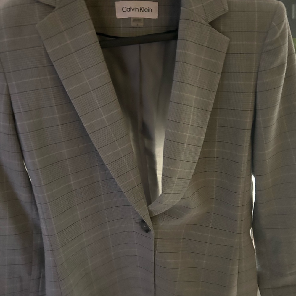 Calvin Klein Gray Plaid Blazer
